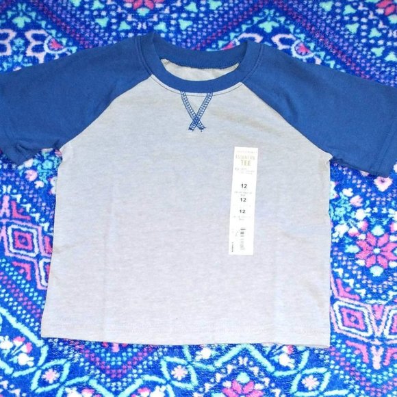 JUMPING BEANS baby boy t-shirt, gray with navy blue, 12 MONTH k-340 - Picture 3 of 3